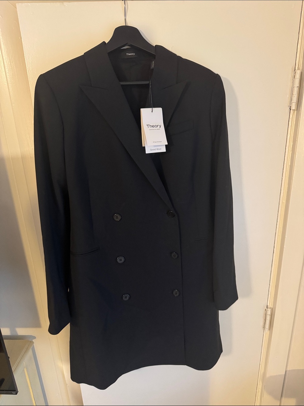Theory Black Double-Breasted Blazer Jacket